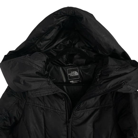 The North Face Down Black Puffer Jacket with Hood and Belt Women Size S - Picture 5 of 9